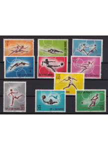 1963 San Marino Sport Preolimpica 10 valori Nuovi Sassone 649-58